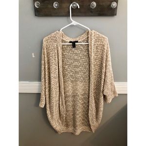 Tan / White Cocoon Quarter Sleeve Cardigan